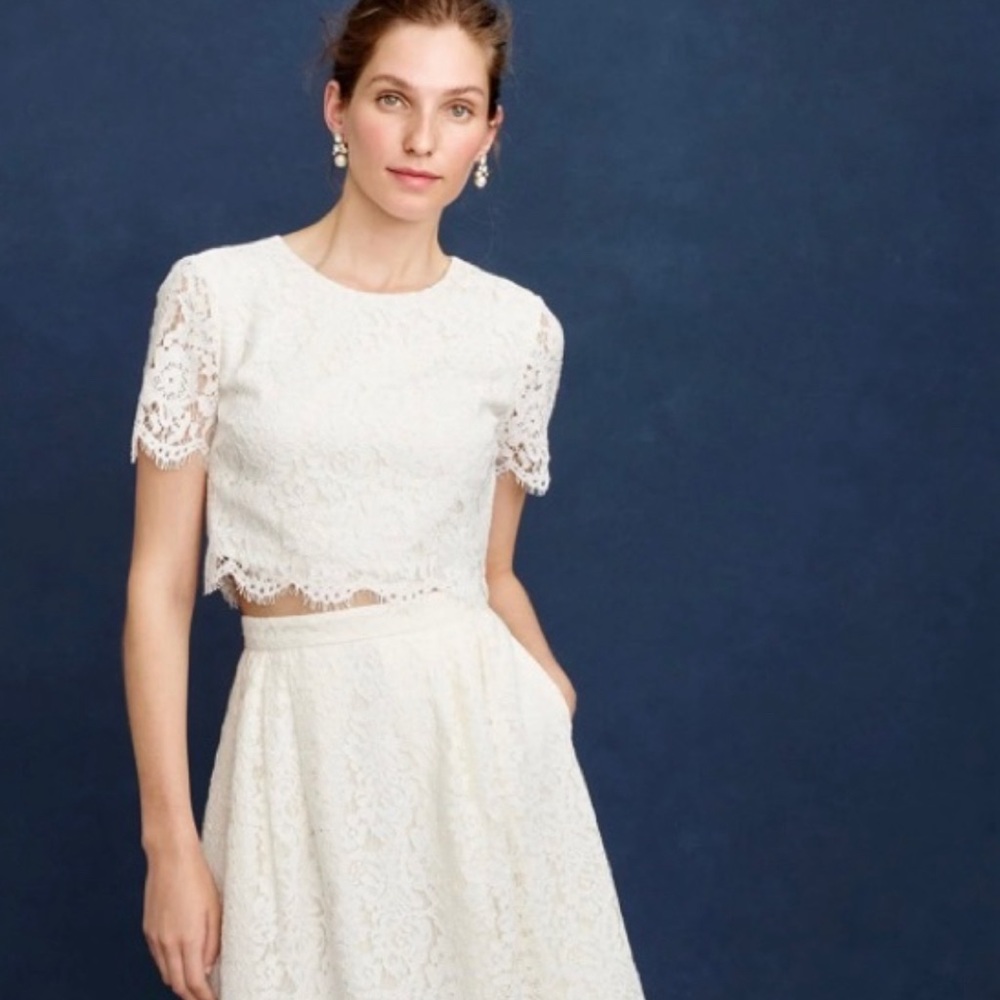 Gorgeous white lace crop top by J.Crew Bridal Collection